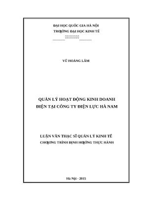 Quản lý hoạt động kinh doanh điện tại Công ty Điện lực