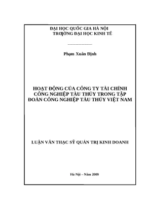 Hoạt động của Công ty Tài chính Công nghiệp Tàu thủy