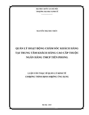 Quản lý chăm sóc khách hàng tại ngân hàng TMCP Tiên Phong