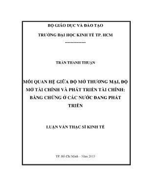 Mối Quan Hệ Giữa Độ Mở Thương Mại, Độ Mở Tài Chính và