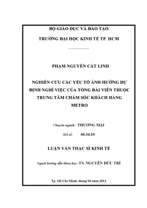 Nghiên cứu các yếu tố ảnh hưởng đến dự định nghỉ việc