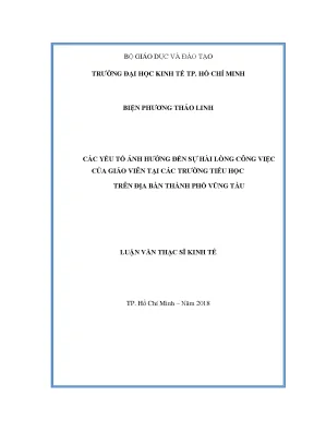 Yếu tố ảnh hưởng sự hài lòng giáo viên tiểu học Vũng Tàu