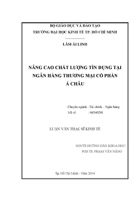 Luận văn thạc sĩ UEH: Chất lượng tín dụng tại ngân hàng ACB