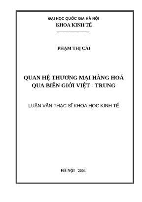 Luận văn quan hệ thương mại biên giới Việt Trung
