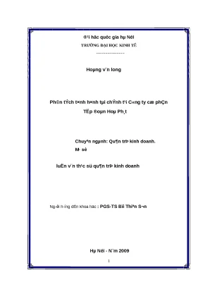 Phân Tích Tình Hình Tài Chính Tại Công Ty Cổ Phần Tập