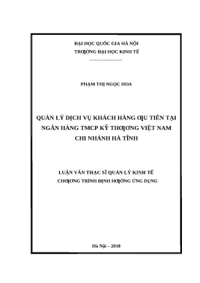 Quản Lý Dịch Vụ Khách Hàng Ưu Tiên Tại Techcombank Hà Tĩnh