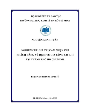 Luận văn: Giá trị cảm nhận về dịch vụ gia công cơ khí