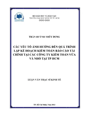 Các yếu tố ảnh hưởng đến lập kế hoạch kiểm toán báo cáo