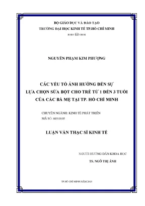 Các yếu tố ảnh hưởng đến sự lựa chọn sữa bột cho trẻ từ