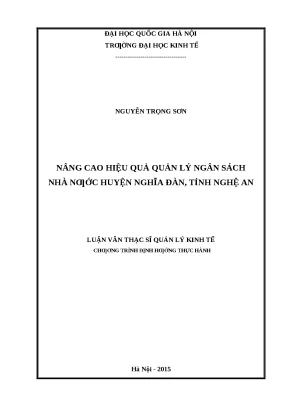 Nâng Cao Hiệu Quả Quản Lý Ngân Sách Nhà Nước Huyện Nghĩa Đàn