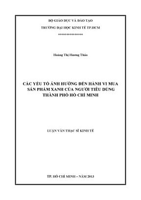 Luận văn UEH: Hành vi mua sản phẩm xanh tại TP.HCM