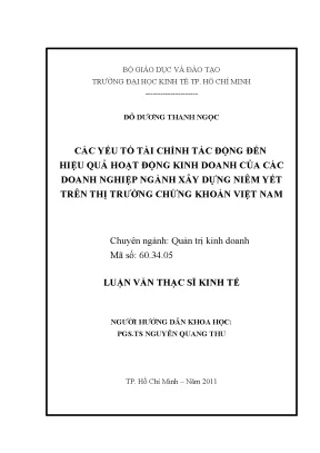 Yếu tố tài chính ảnh hưởng hiệu quả kinh doanh DN xây dựng