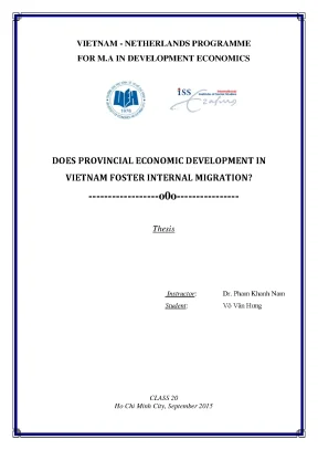 Tác động của phát triển kinh tế tỉnh đến di cư nội địa ở