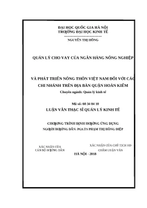 Quản lý cho vay tại Ngân hàng Nông nghiệp và Phát triển