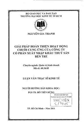 Giải pháp hoàn thiện chuỗi cung ứng cho công ty xuất