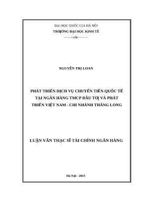 Phát Triển Dịch Vụ Chuyển Tiền Quốc Tế Tại Ngân Hàng