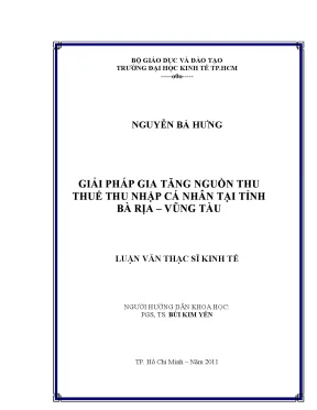 Luận văn Thuế thu nhập cá nhân tại Bà Rịa Vũng Tàu