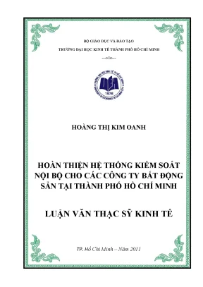 Cải thiện hệ thống kiểm soát nội bộ cho công ty bất động