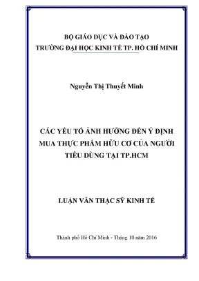 Luận văn: Yếu tố ảnh hưởng ý định mua thực phẩm hữu cơ