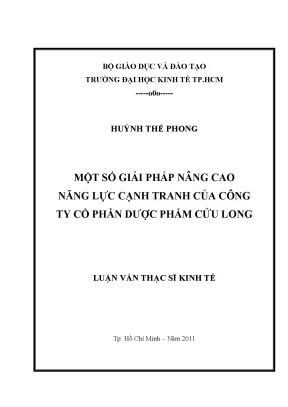 Luận văn Thạc sĩ: Năng lực cạnh tranh Dược Cửu Long
