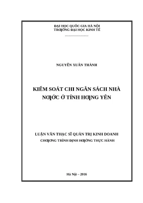 Luận văn: Kiểm soát chi ngân sách tỉnh Hưng Yên