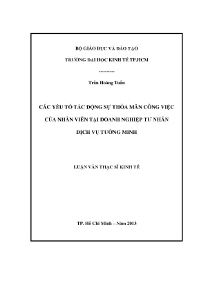 Các yếu tố ảnh hưởng đến sự thỏa mãn của nhân viên tại