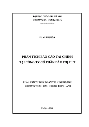 Luận văn thạc sĩ ueb phân tích báo cáo tài chính tại công ty cổ phần đầu tư f i t