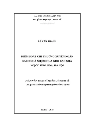 Kiểm Soát Chi Ngân Sách Nhà Nước Qua Kho Bạc Nhà Nước