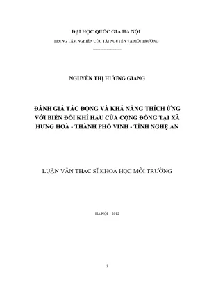 Đánh Giá Tác Động Biến Đổi Khí Hậu Tại Xã Hưng Hòa, 