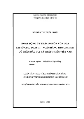 Nghiên cứu hoạt động ủy thác nguồn vốn ODA tại BIDV Sở