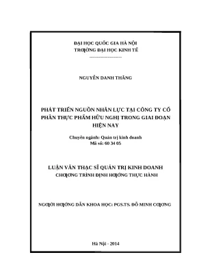 Phát Triển Nguồn Nhân Lực Tại Công Ty Cổ Phần Thực Phẩm