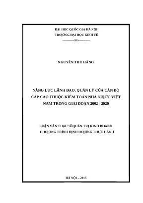Luận văn: Năng lực lãnh đạo Kiểm toán Nhà nước 2002-2020