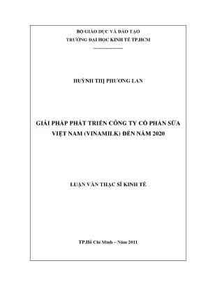 Giải pháp phát triển Vinamilk đến năm 2020