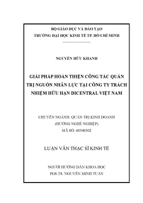Giải pháp tối ưu quản trị nguồn nhân lực tại DiCentral