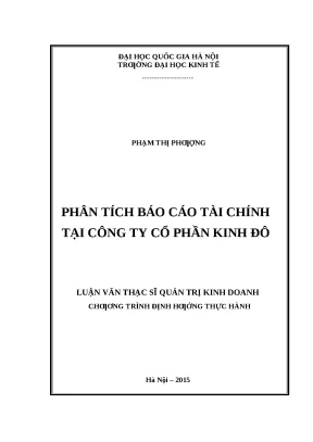Phân Tích Báo Cáo Tài Chính Công Ty Cổ Phần Kinh Đô