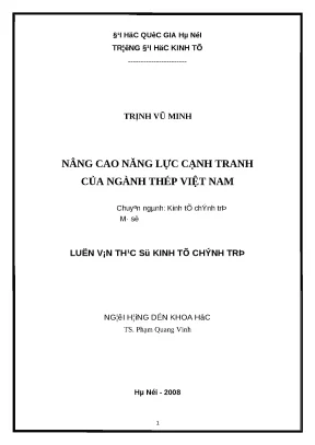 Nâng cao năng lực cạnh tranh ngành thép Việt Nam