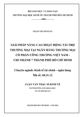 Giải pháp nâng cao hoạt động tài trợ thương mại tại 