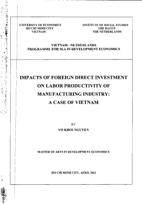Tác động của FDI đến năng suất lao động tại Việt Nam