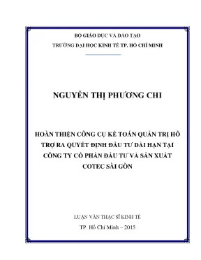 Cải tiến công cụ kế toán quản trị cho quyết định đầu tư
