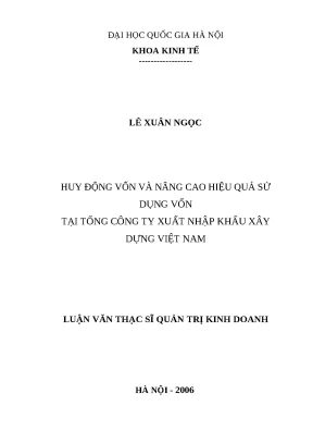 Huy Động Vốn và Tối Ưu Hiệu Quả Sử Dụng Vốn Tại Vinaconex
