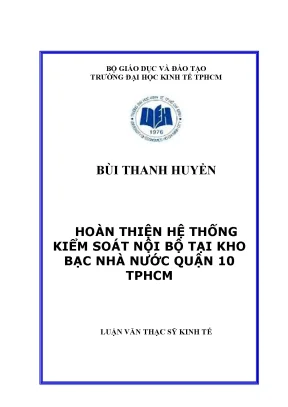 Hoàn thiện hệ thống kiểm soát nội bộ tại Kho bạc Nhà