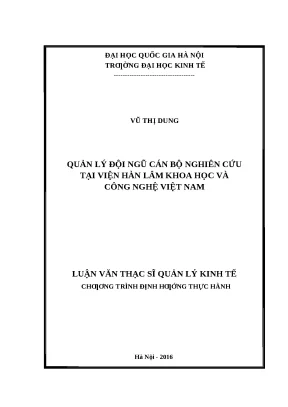Quản lý đội ngũ cán bộ nghiên cứu tại Viện Hàn lâm Khoa