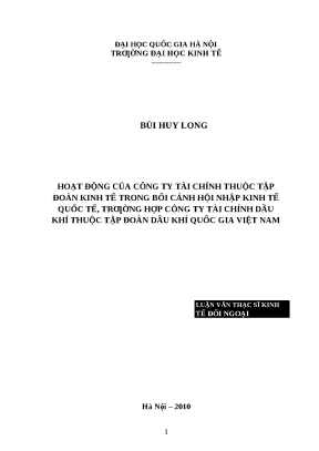 Hoạt động của Công ty Tài chính Dầu khí trong bối cảnh