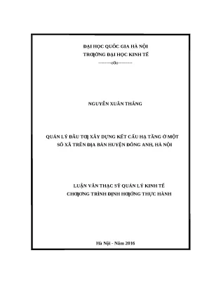 Quản lý đầu tư xây dựng hạ tầng tại huyện Đông Anh, Hà Nội