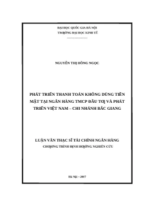Phát triển thanh toán không dùng tiền mặt tại BIDV Bắc Giang