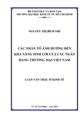 Yếu tố ảnh hưởng khả năng sinh lợi ngân hàng TMCP VN