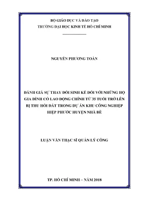 Đánh Giá Thay Đổi Sinh Kế Hộ Gia Đình Bị Thu Hồi Đất Từ