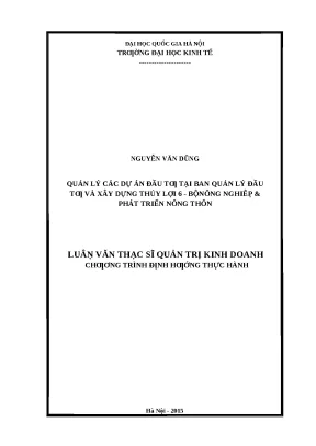 Quản lý Dự án Đầu tư Thủy lợi tại Ban Quản lý Đầu tư và