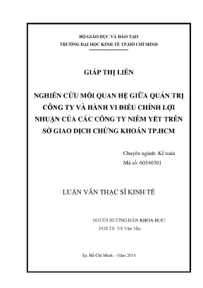 Nghiên cứu mối quan hệ giữa quản trị công ty và điều