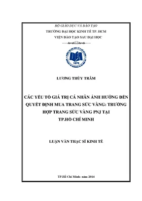 Các Yếu Tố Giá Trị Cá Nhân Ảnh Hưởng Đến Quyết Định Mua